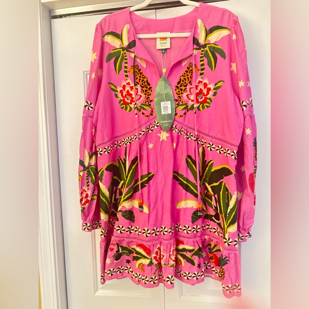 NWT Farm Rio leopard forest mini dress